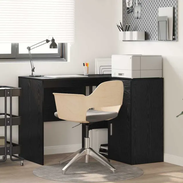 vidaXL Hoekbureau met lade met plank Zwart Eiken 102 x 88 x 75 cm