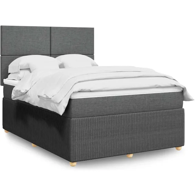 vidaXL Boxspring met matras stof donkergrijs 140x190 cm grijs
