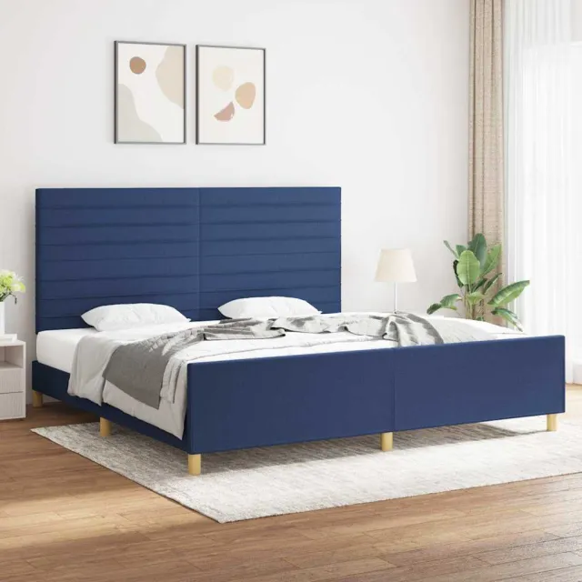 vidaXL Bedframe zonder matras stof blauw 200x200 cm