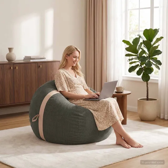 vidaXL Zitzakstoel Antraciet 124 x 96 x 96 cm corduroy Anthraciet