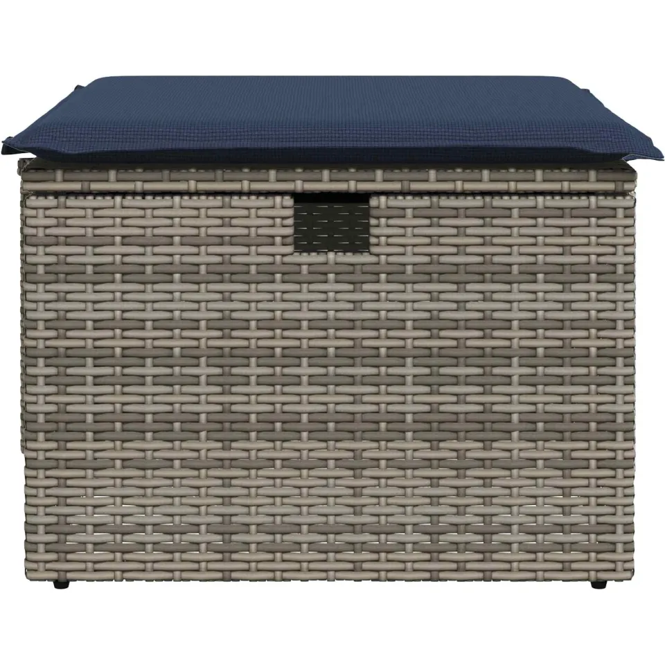 vidaXL Tuinkruk met kussen 55x55x37 cm poly rattan grijs, foto 4