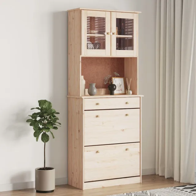 vidaXL Hoge kast ALTA 77x35x188 cm massief grenenhout Bruin