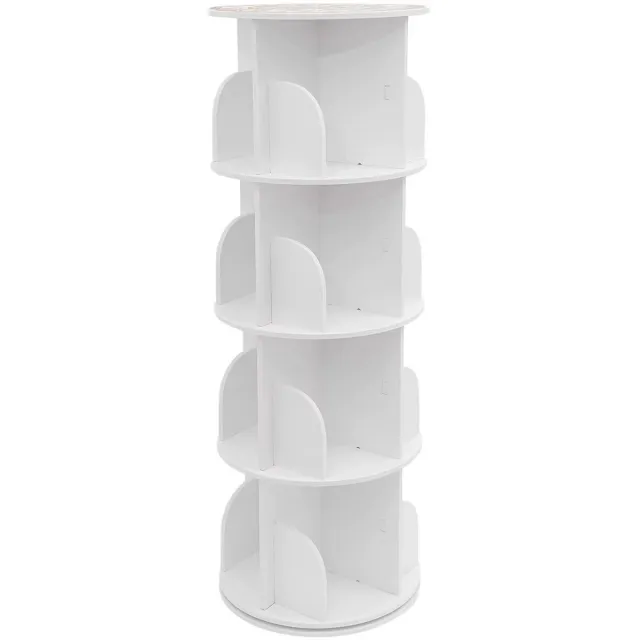 JOYNEXTBUY Draaibaar Boekenrek – Decoratieve Boekenkast – 360° Opbergrek – Boeken Organizer – Vrijstaand - Woon- & Slaapkamer wit