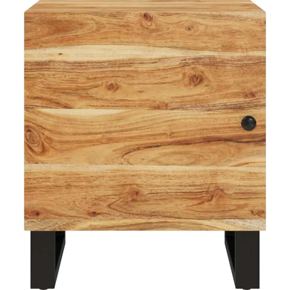 vidaXL Nachtkastje 40x33x46 cm massief acaciahout zwart