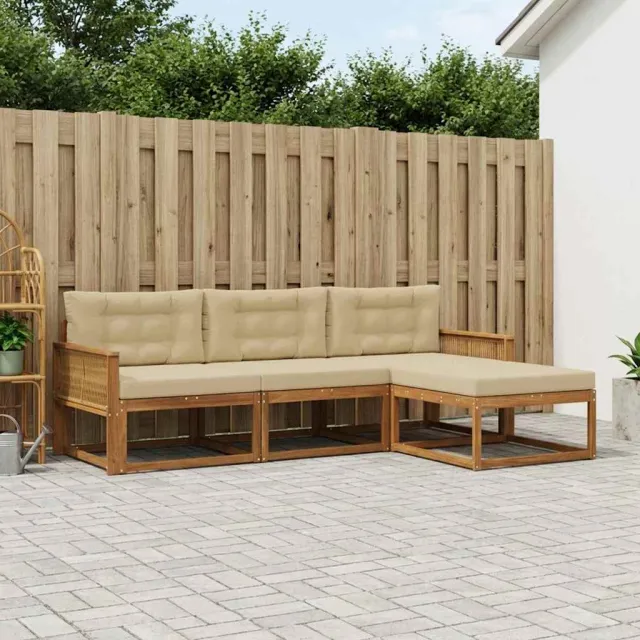 vidaXL Buiten bankenset 4 st 4-zits Natuurlijk en Beige