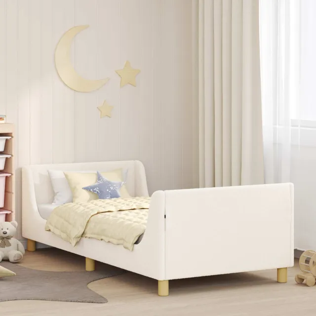 vidaXL Bedframe voor kinderen met hoofdbord Crèmekleurig 90 x 200 cm
