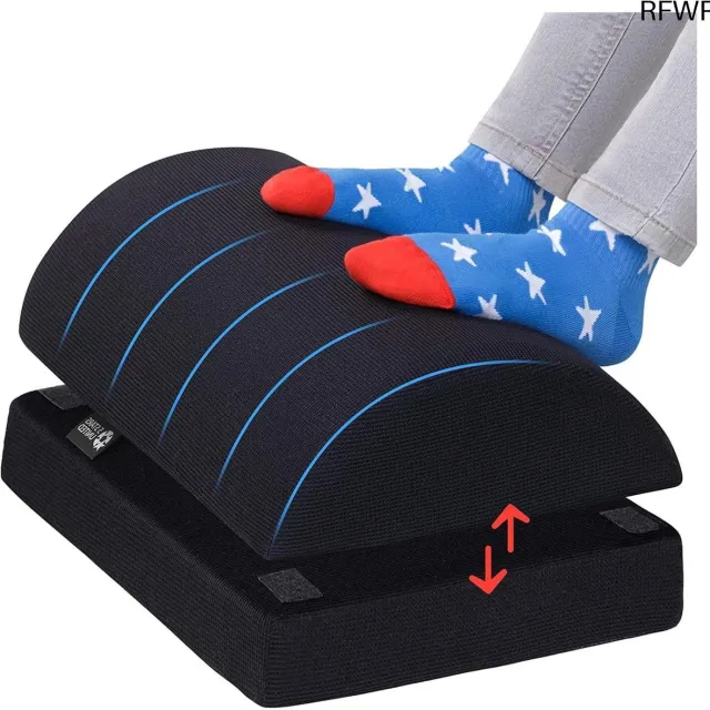 RFWR Verstelbare Ergonomische Voetensteun voor Onder Bureau - Antislip, Traagschuim, 15 cm Hoogte Verhoging voor Thuis & Kantoor Zwart
