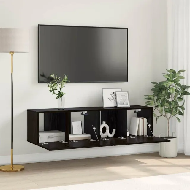 vidaXL Tv-meubelset 2 st Zwart Bewerkt hout