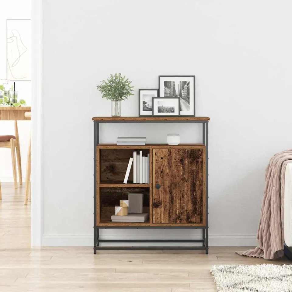vidaXL Dressoir Oudhout 69 x 35 x 80 cm Bewerkt hout bruin, foto 4