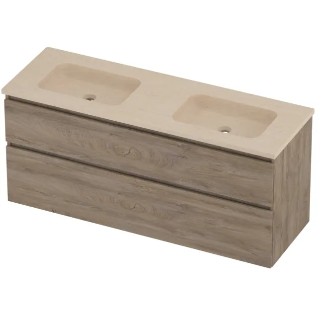 Proline Rollo Badmeubelset Hardsteen Elegant 140x46x62 cm Sand Stone Raw Oak Eiken