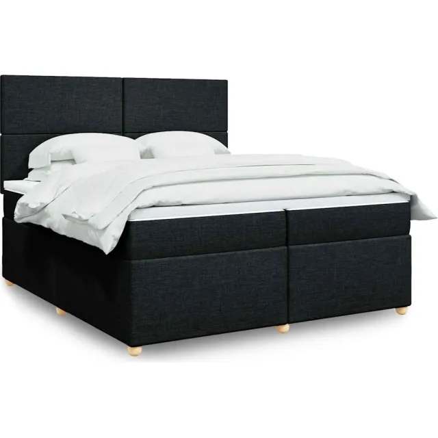 vidaXL Boxspring met matras stof zwart 200x200 cm