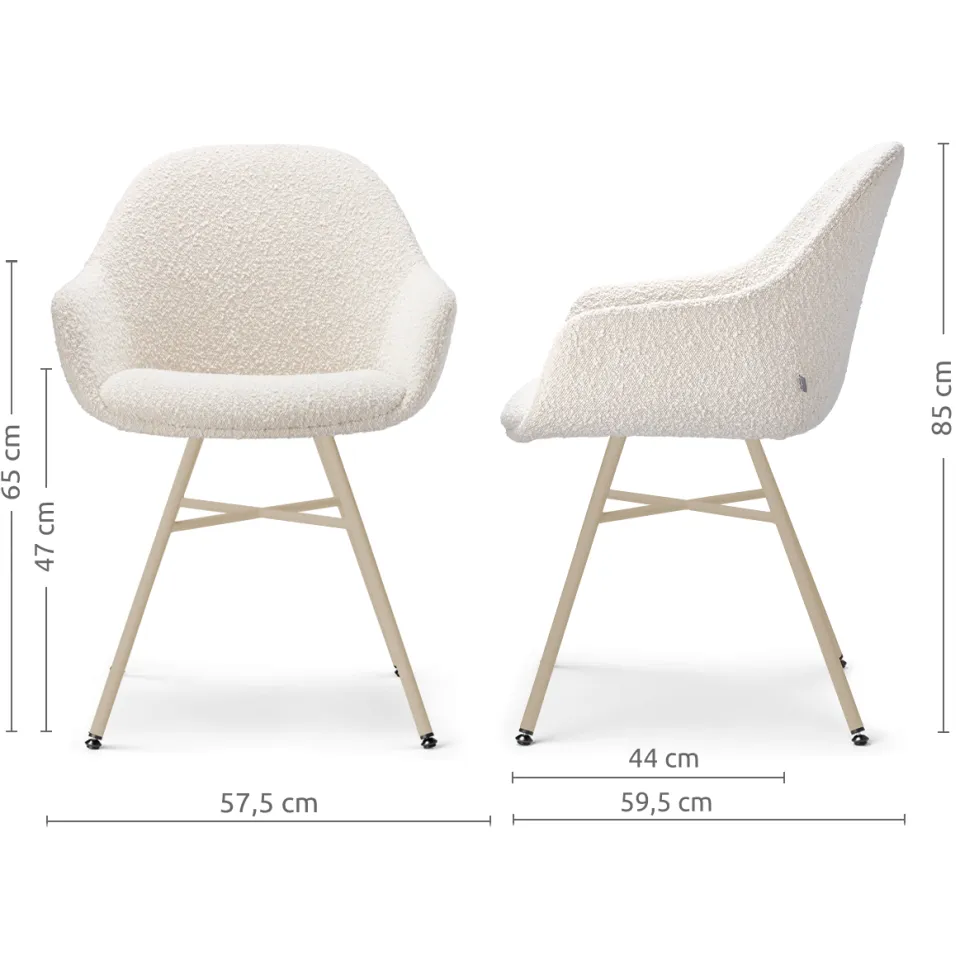 Nolon Noa-Mae eetkamerstoel bouclé beige - beige onderstel, foto 2