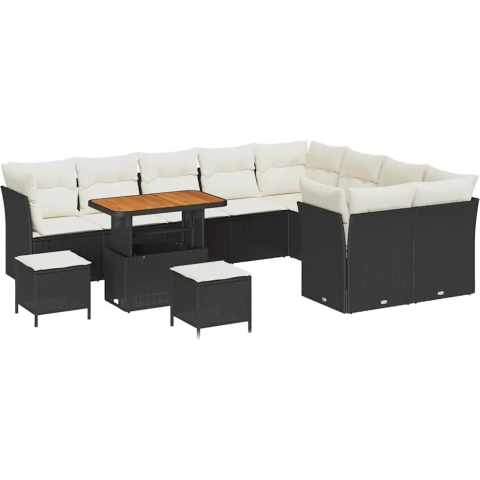 vidaXL Tuinbankenset 12 st Zwart poly rattan