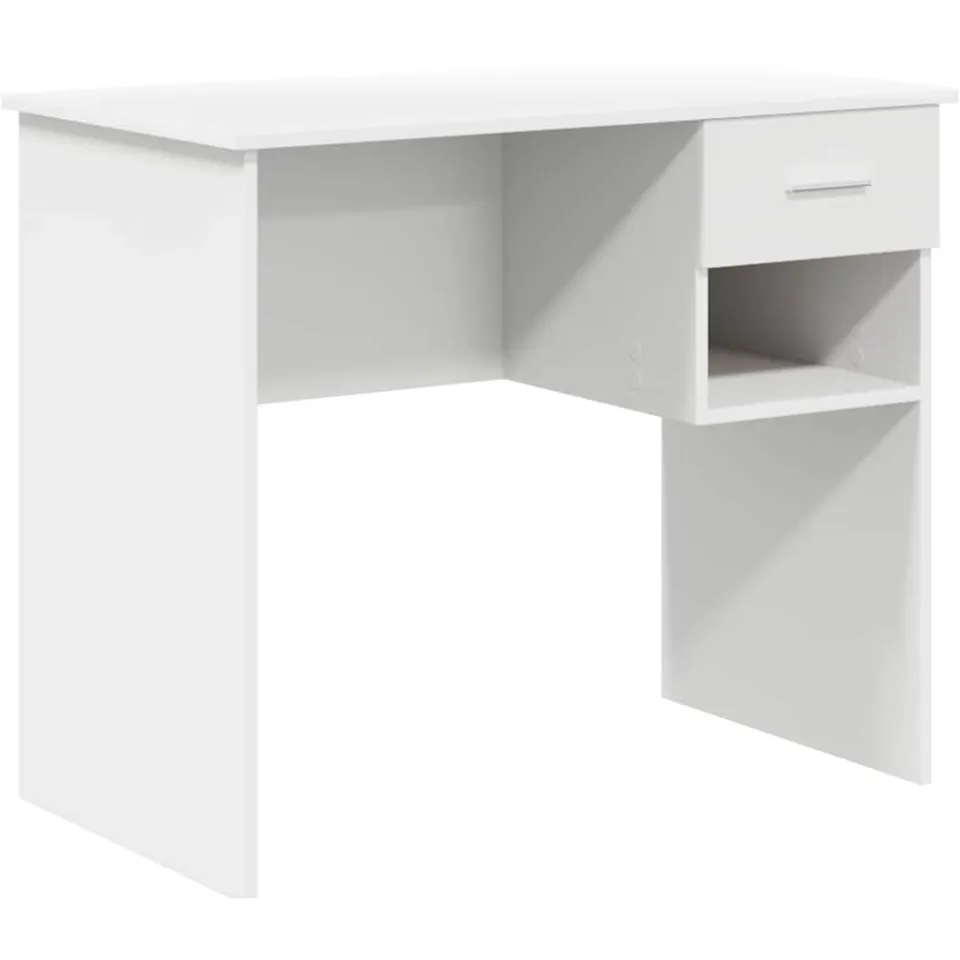 vidaXL Bureau Wit 90 x 49 x 75 cm Bewerkt hout, foto 3