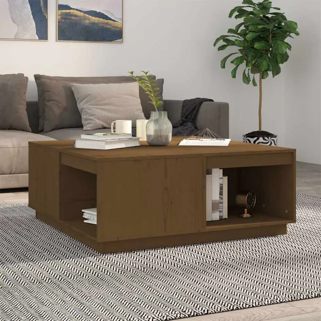 vidaXL Salontafel 100x101x40,5 cm massief grenenhout honingbruin bruin, foto 2