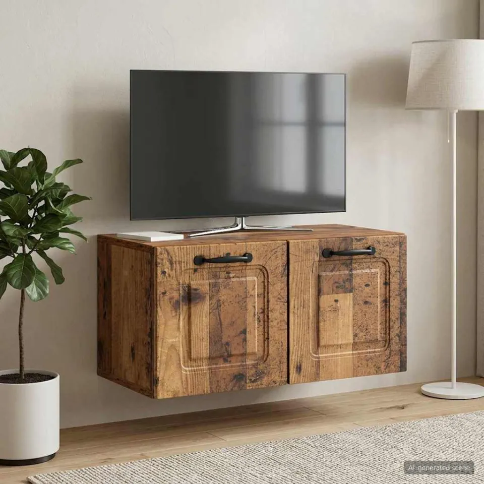 vidaXL Wandbeugel TV-kast Oud hout 59,5 x 31 x 30 cm Bewerkt hout bruin, foto 4