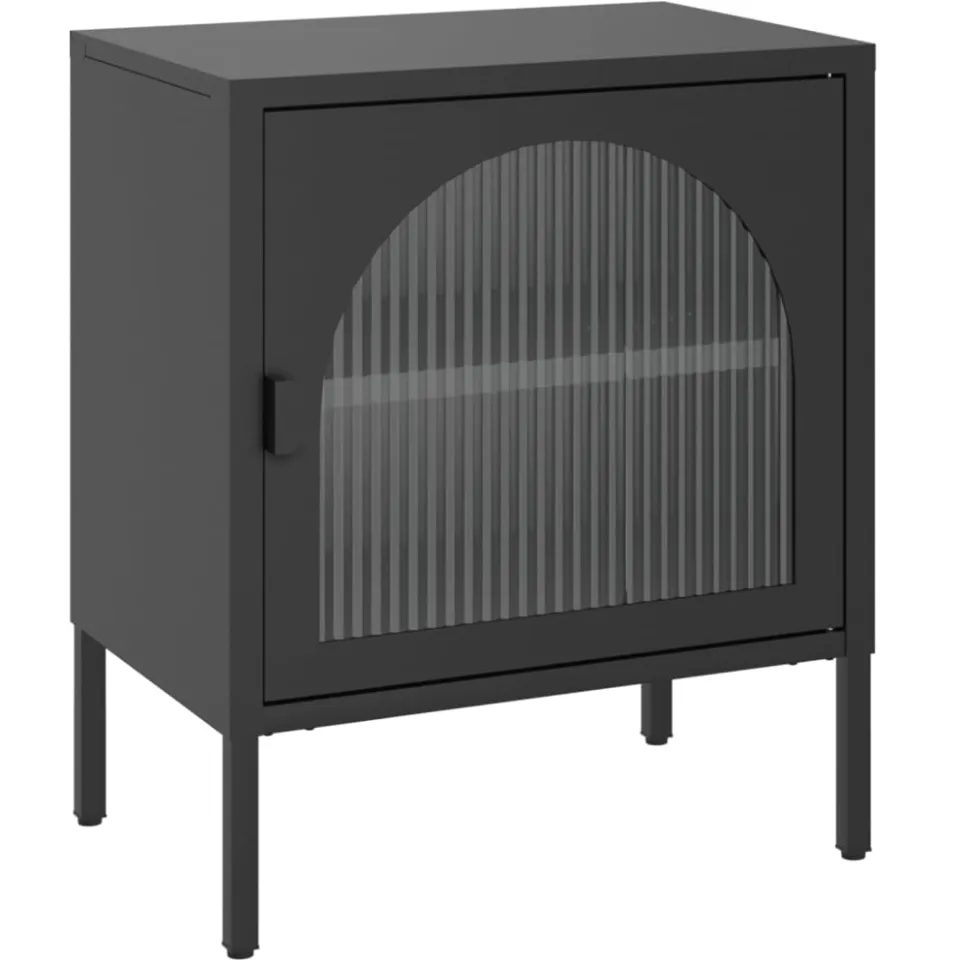 vidaXL Nachtkastje 50x35x60 cm glas en staal zwart