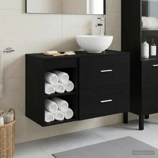 vidaXL Badkamerkastenset 2 st Zwart eiken 79,5 x 35 x 80 cm, foto 2
