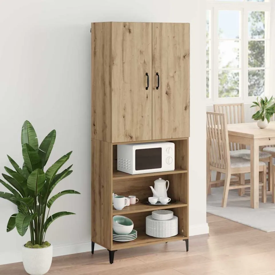 vidaXL Highboard Artisan Eiken 69,5 x 34 x 180 cm Bewerkt hout, foto 3