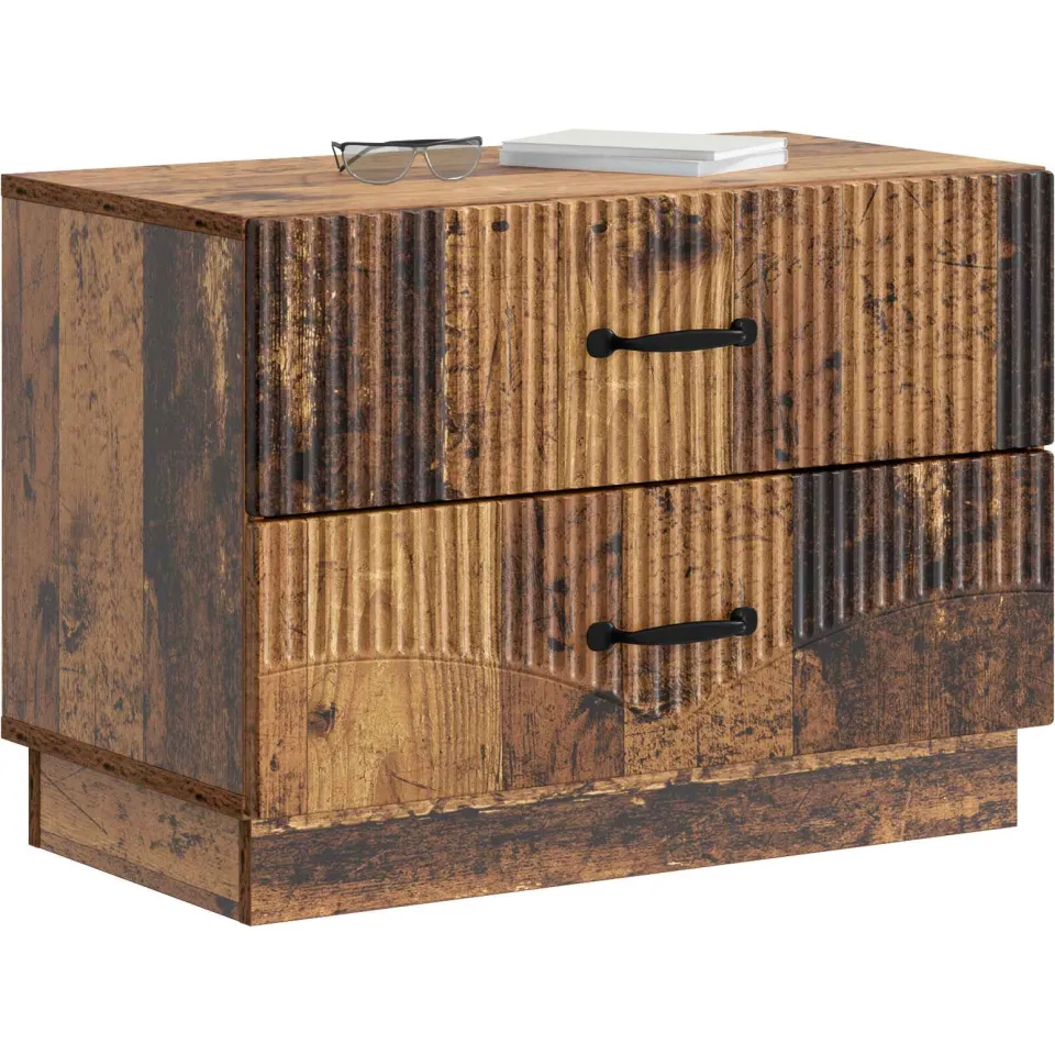 vidaXL Nachtkastje Oud hout 62 x 34,5 x 44,5 cm Bewerkt hout Bruin