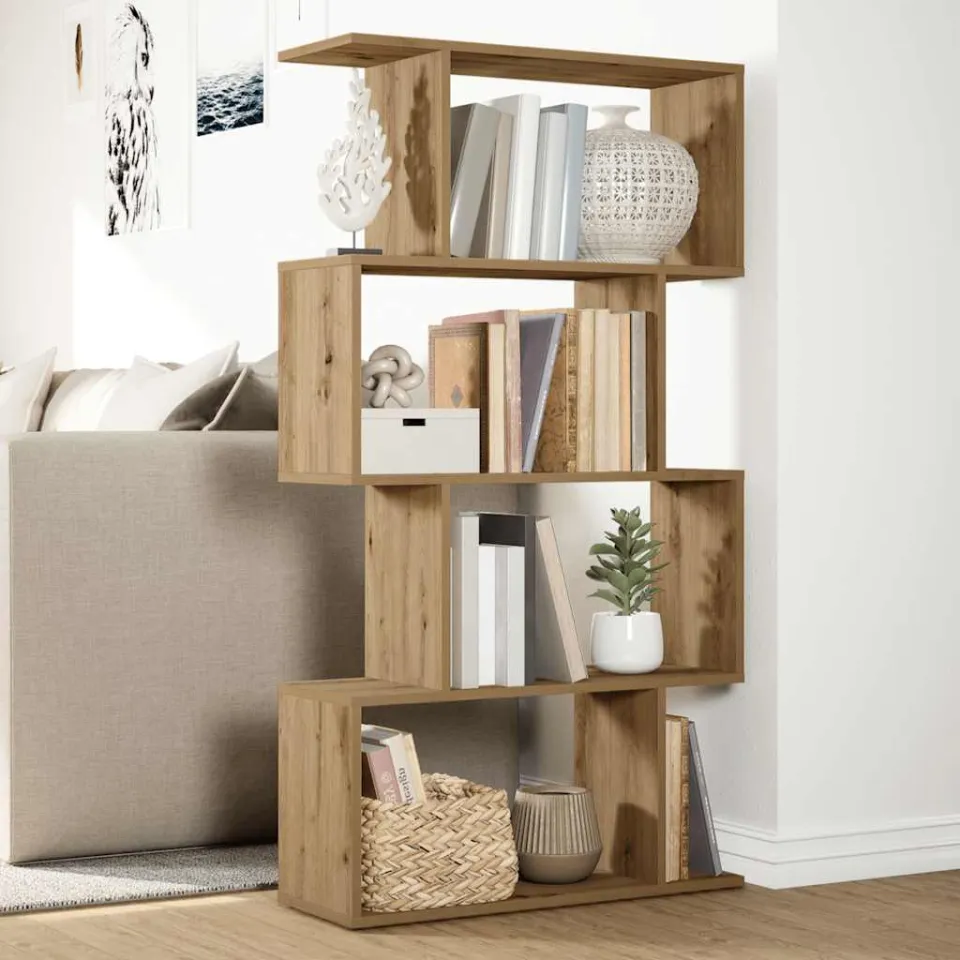 vidaXL Kamerscherm / boekenkast 4-laags 70x24x129 cm hout artisanaal bruin, foto 4