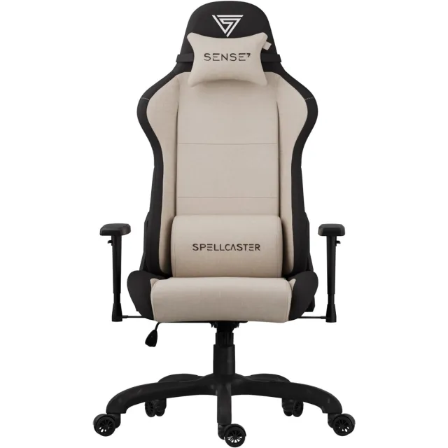 SENSE7 Spellcaster FUKU - Ergonomische Gamestoel - Bureaustoel met Kussens - Ademende Stof - Verstelbaar - Zwart/Beige