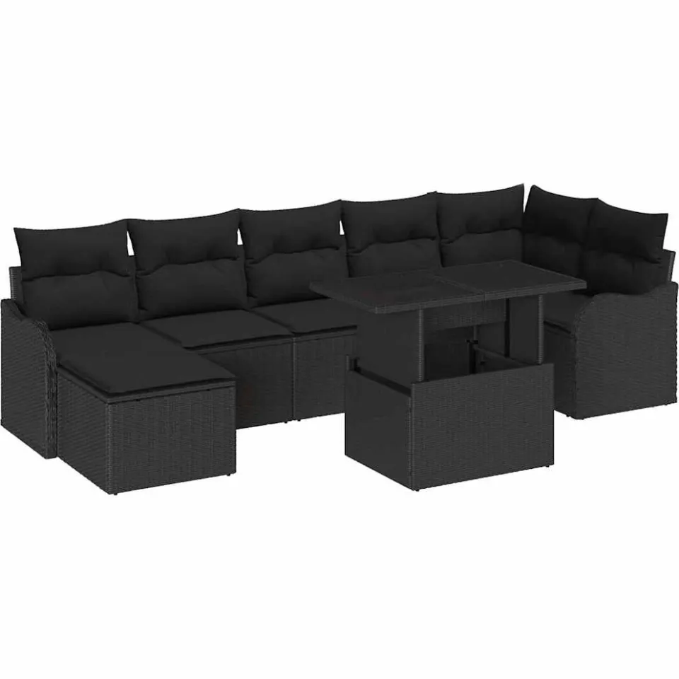 vidaXL Tuin Sofa Set 8 st Zwart Poly riet