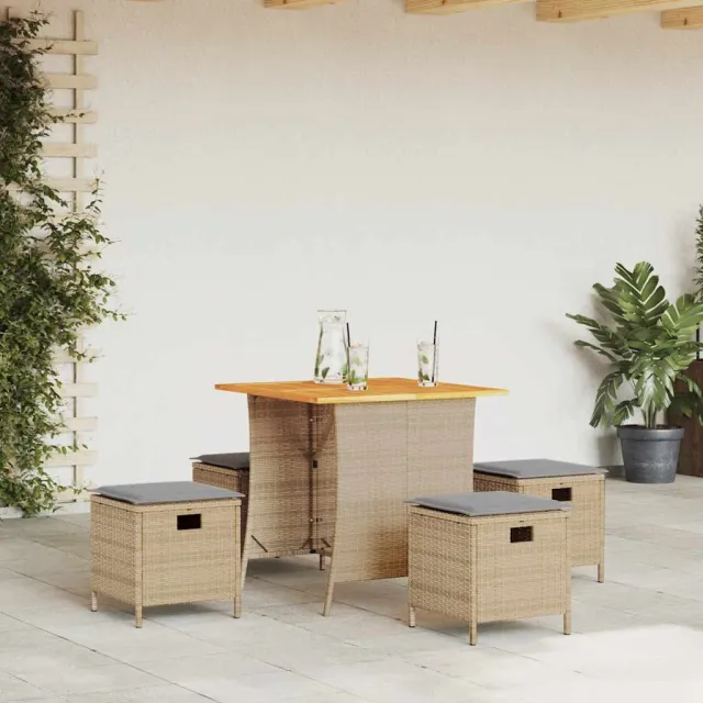 vidaXL 5-delige Tuinset met kussens poly rattan beige, foto 2