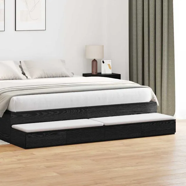 vidaXL Bedlades met lade Zwart Eiken 180 x 36,5 x 16,5 cm Bewerkt hout
