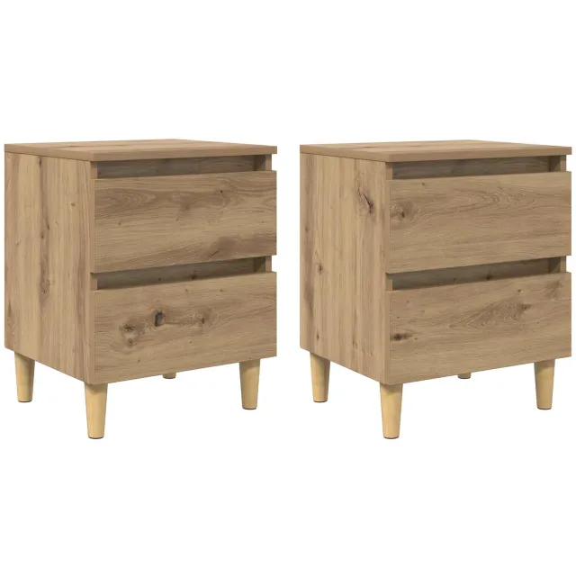 vidaXL Bedkasten 2 st Artisan Eiken 40 x 35 x 50 cm Bewerkt hout Bruin