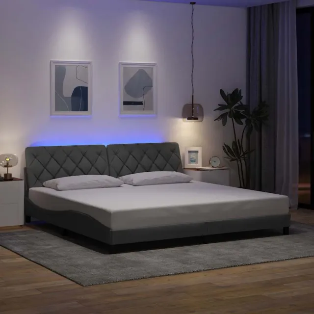 vidaXL Bedframe met LED zonder matras stof 200x200 cm lichtgrijs