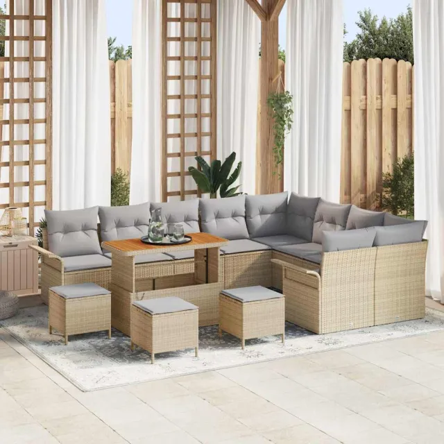 vidaXL Tuinbankenset 13 st Beige poly rattan, foto 2