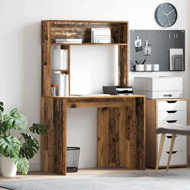 vidaXL Bureau Oud Hout 91 x 50 x 149 cm Bewerkt hout bruin, foto 2
