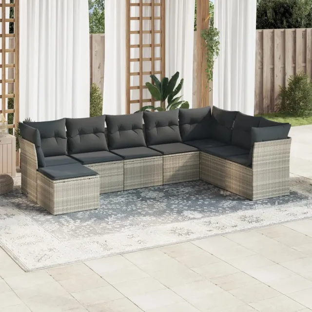 vidaXL 8-delige Loungeset met kussens poly rattan beige, foto 2