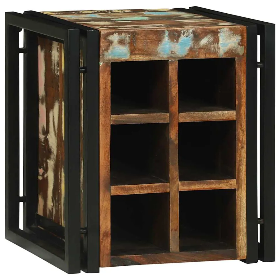 vidaXL Wijnrek 35 x 35 x 39 cm Massief Gerecycled Hout meerkleurig, foto 2