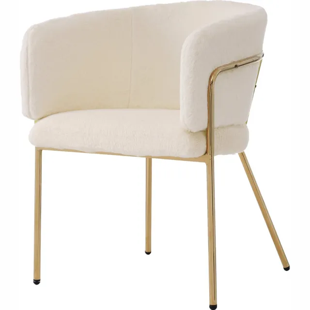 Merax eetkamerstoel fluweel beige - zachte loungestoel met metalen poten - moderne stoel voor slaapkamer woonkamer of kaptafel