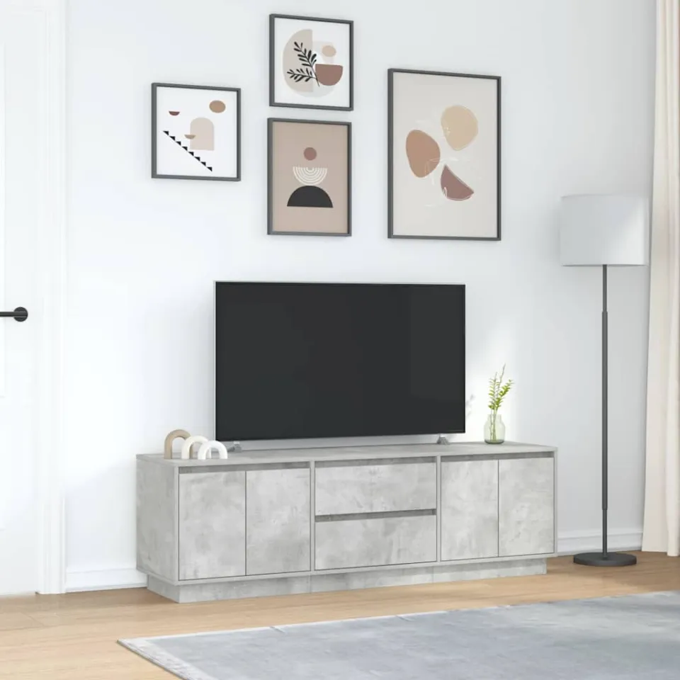 vidaXL Tv-meubel met LED-verlichting 160,5x41x50 cm betongrijs grijs, foto 2
