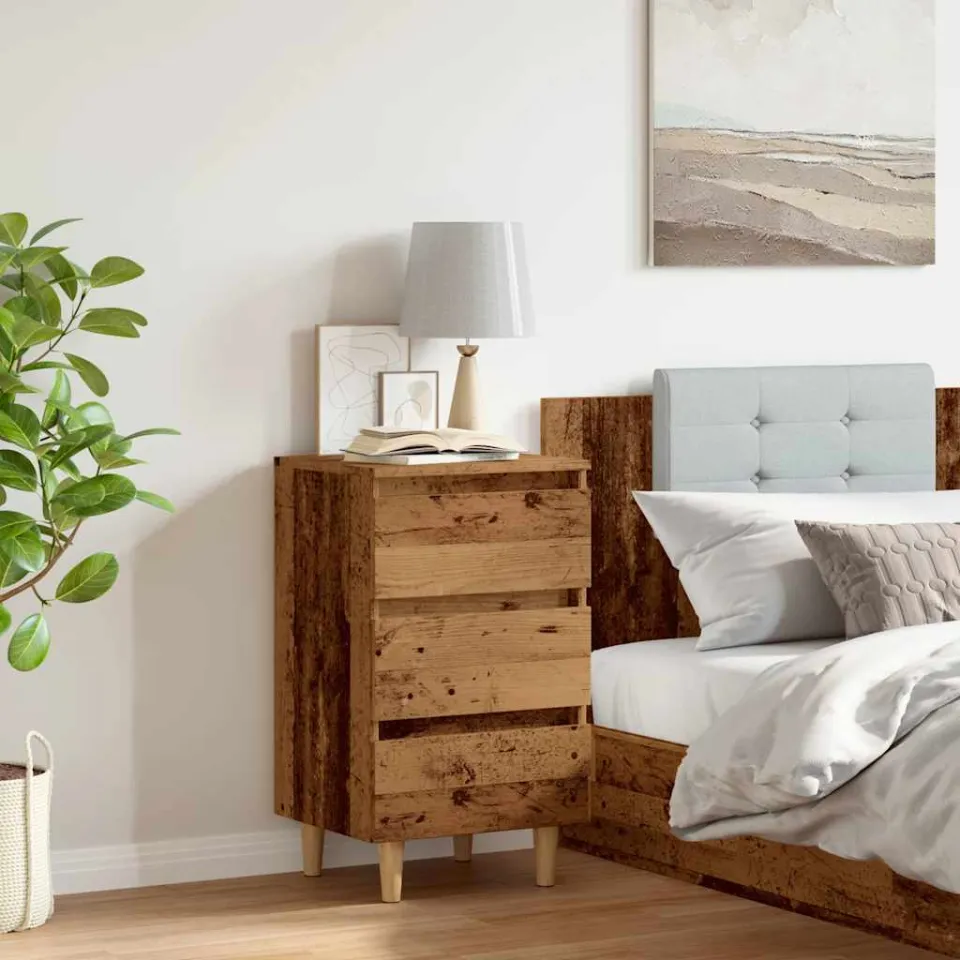 vidaXL Nachtkastje 40x35x69 cm bewerkt hout oud houtkleurig bruin, foto 3