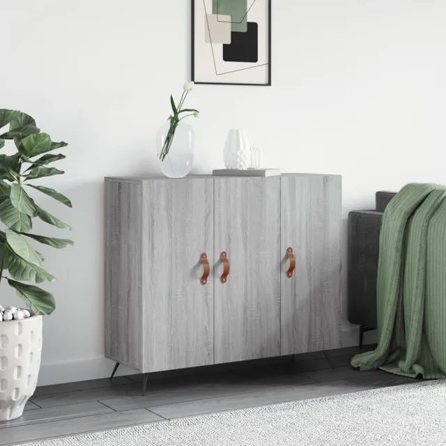 vidaXL Dressoir 90x34x80 cm bewerkt hout grijs sonoma eikenkleurig, foto 2