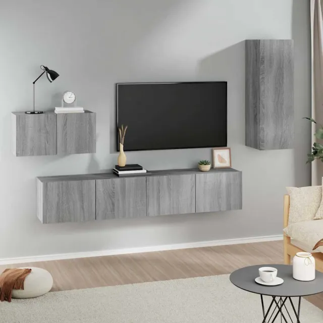 vidaXL 4-delige Tv-meubelset bewerkt hout grijs sonoma eikenkleurig, foto 2