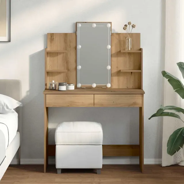 vidaXL Kaptafel met LED-verlichting 96x40x142 cm artisanaal eikenkleur Bruin
