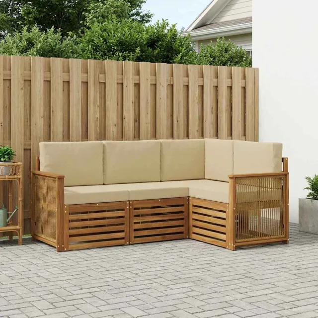 vidaXL Buiten bankenset 4 st 4-zits Natuurlijk en Beige