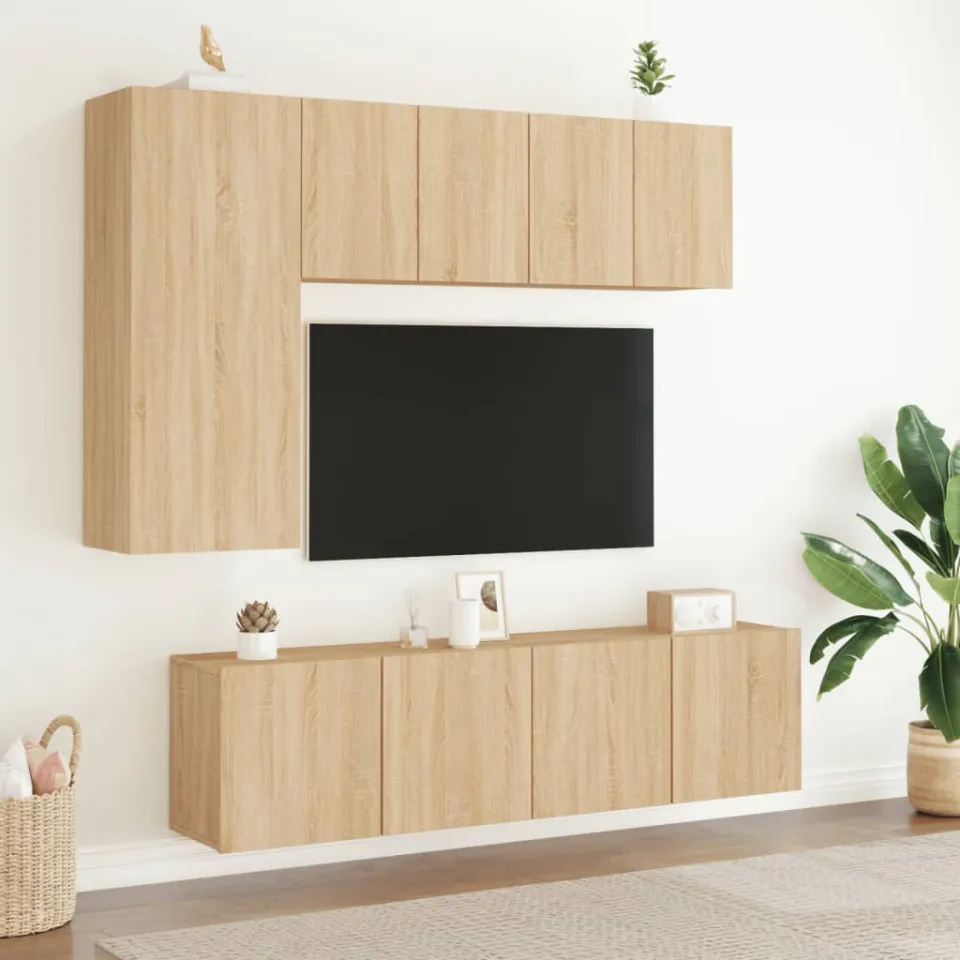 vidaXL Tv-meubels 2 st wandgemonteerd 60x30x41 cm sonoma eikenkleurig, foto 3