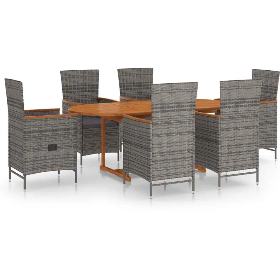 vidaXL 7-delige Tuinset poly rattan grijs, foto 3