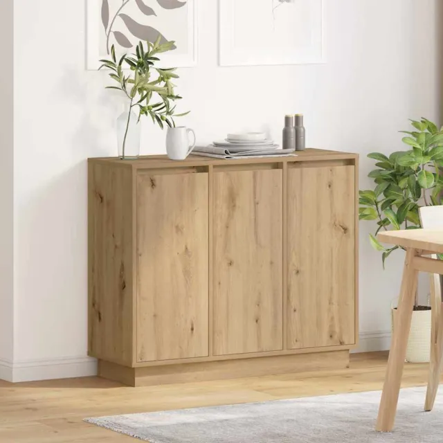 vidaXL LED Sideboard Artisan Eiken 90 x 32 x 75 cm Bewerkt hout Bruin