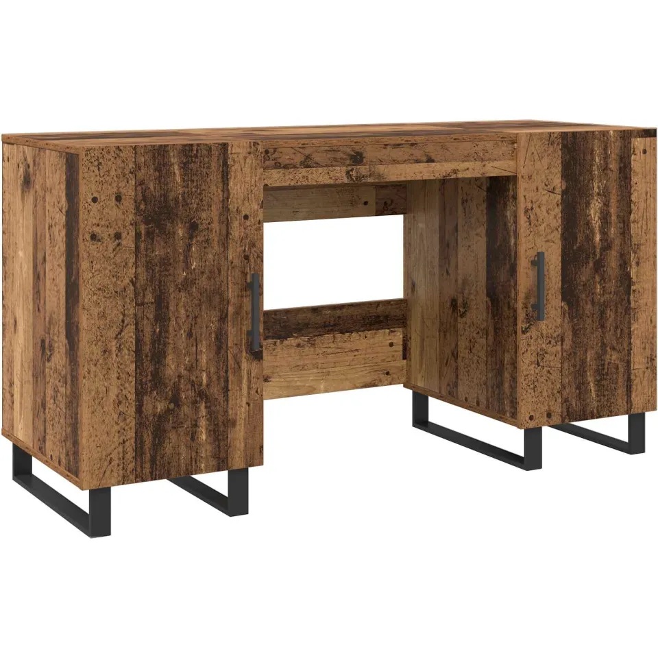 vidaXL Bureau Oud hout Bewerkt hout 140 x 50 x 75 cm bruin, foto 3