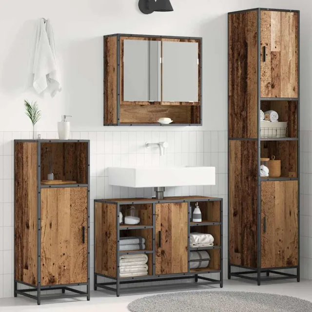 vidaXL Badkamermeubelset Oud Hout 35 x 37,5 x 188,5 cm Bewerkt hout bruin, foto 2