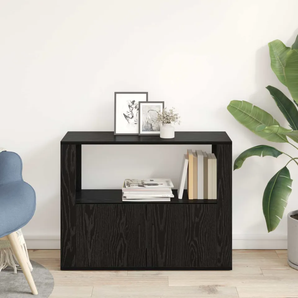 vidaXL Dressoir Zwart eiken 80 x 30 x 60 cm Bewerkt hout, foto 3