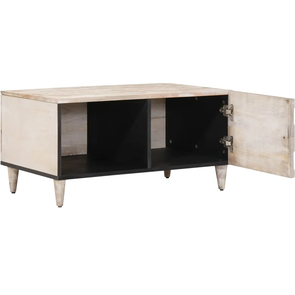 vidaXL Salontafel Wit 80 x 50 x 40 cm Massief Mango Hout, foto 2