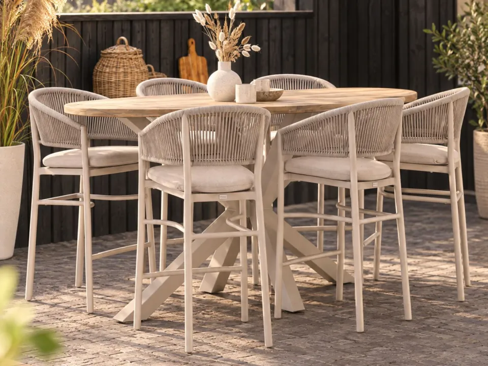 Bellagio tuinmeubelen Bellagio Panaro/ROUGH-Y Ellips 240cm barset 7-delig taupe, foto 4